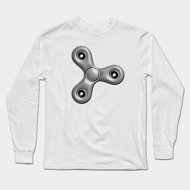 Fidget Spinner - Metallic 3D Long Sleeve T-Shirt by Introvert